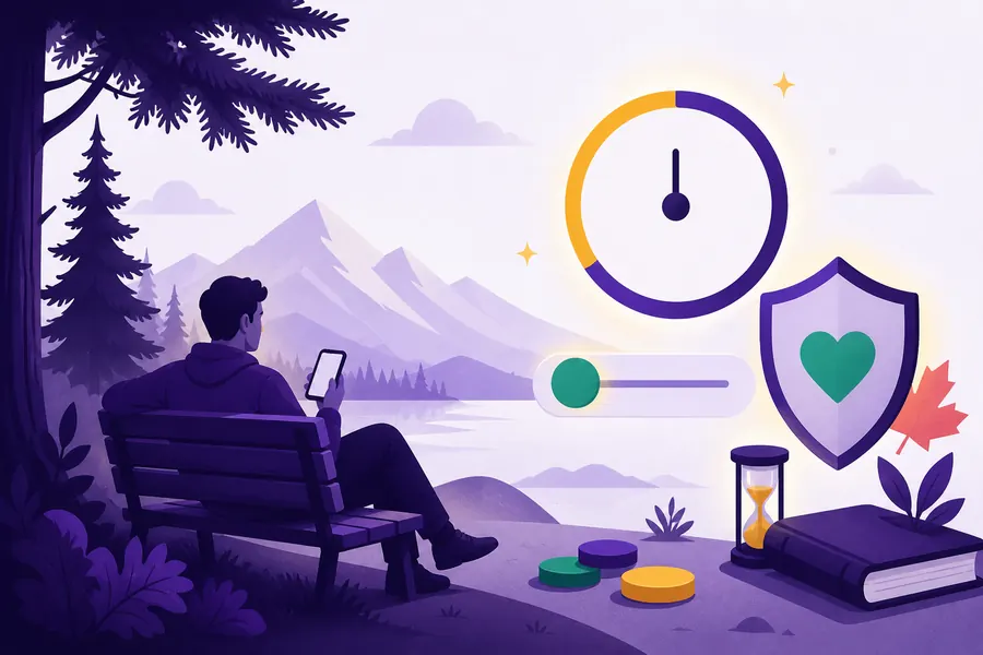 Person relaxing on a bench next to a timer and a low limit slider